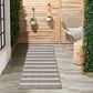 Nourison Positano POS03 Charcoal and Ivory 2" x 6" Indoor/Outdoor Runner, , large