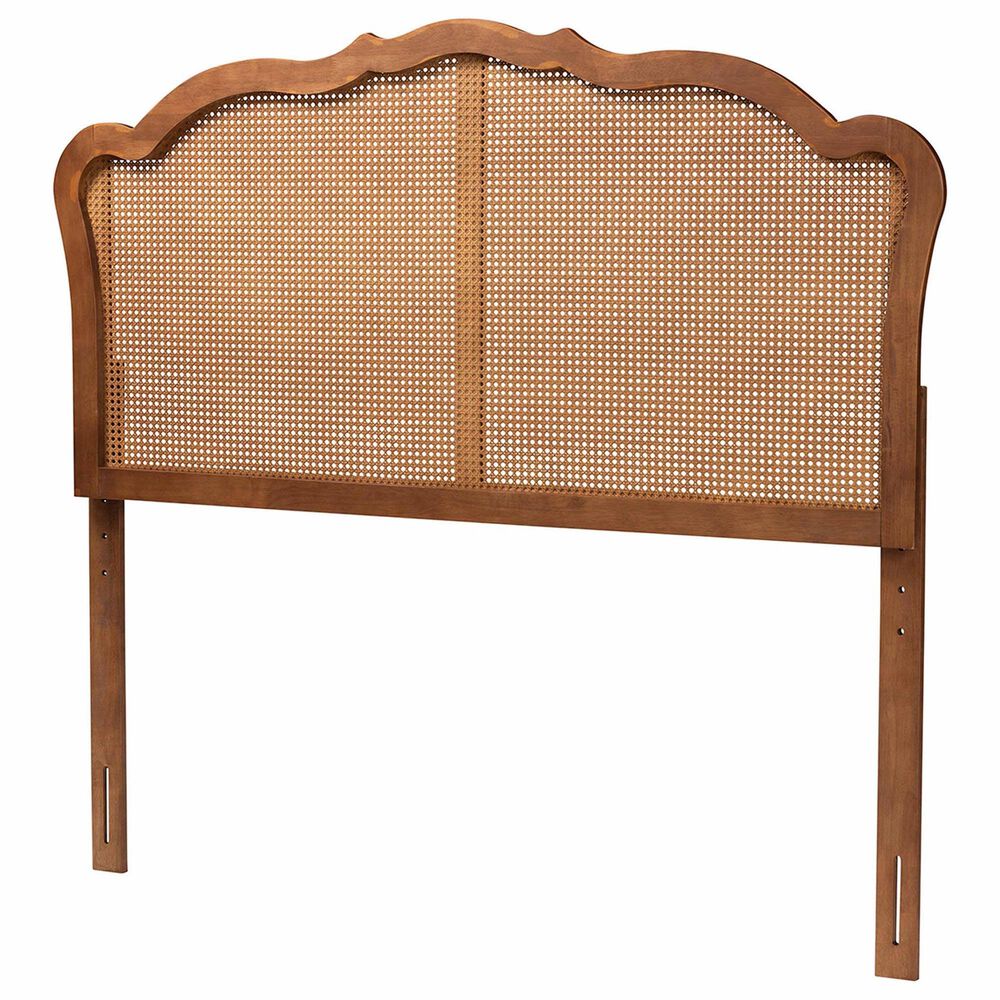 Baxton Studio Leandra King Panel Headboard with Rattan in Ash Walnut, , large