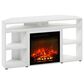 HOMLUX 47" Corner TV Stand with Electric Fireplace in White, , large