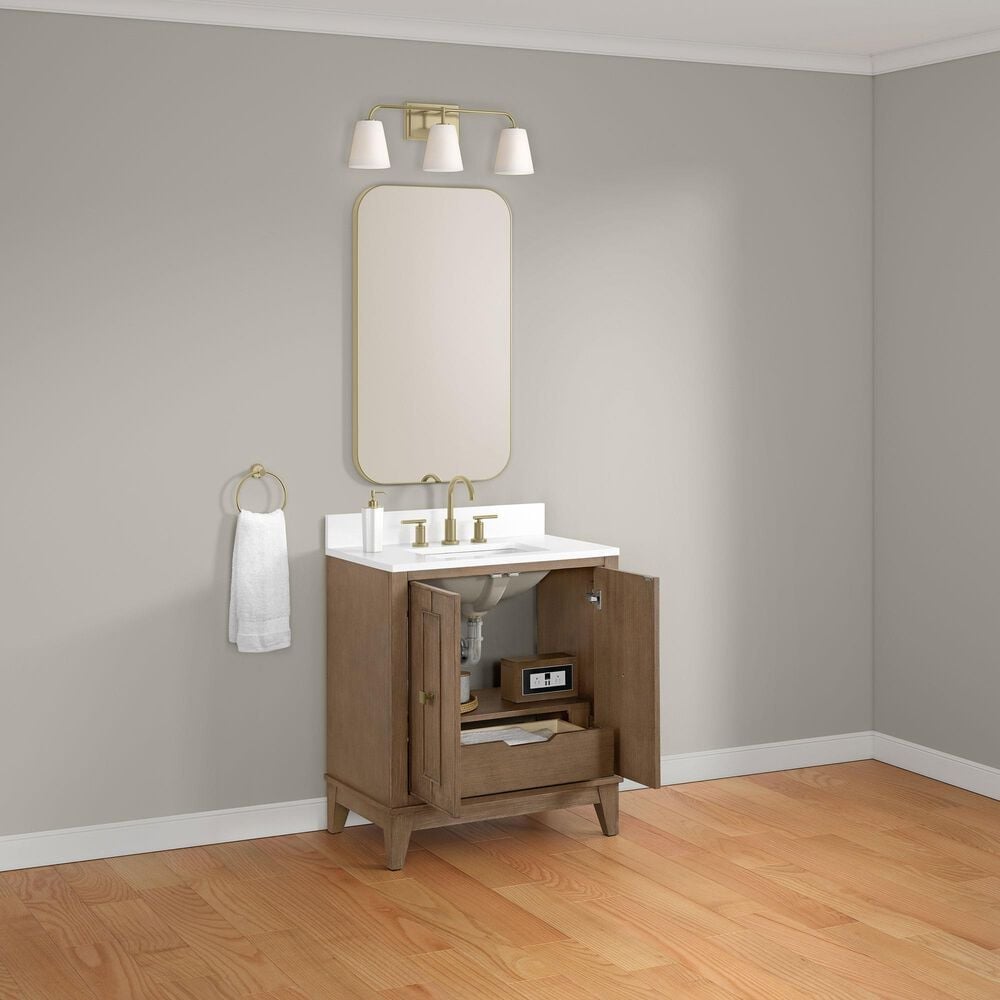 37B Kinsale 30" Single Bathroom Vanity Cabinet in Walnut Drift with White Composite Stone Top and Backsplash, , large