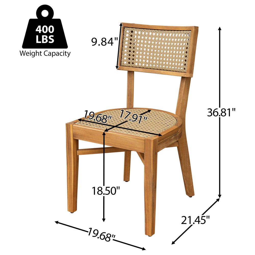 Hearth and Haven Netro Outdoor Dining Chair in Light Brown and Teak (Set of 2), , large