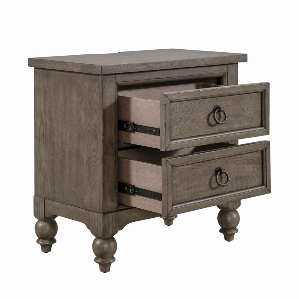 Belle Furnishings Americana Farmhouse 2 Drawer Nightstand in Dusty Taupe and Black, , large