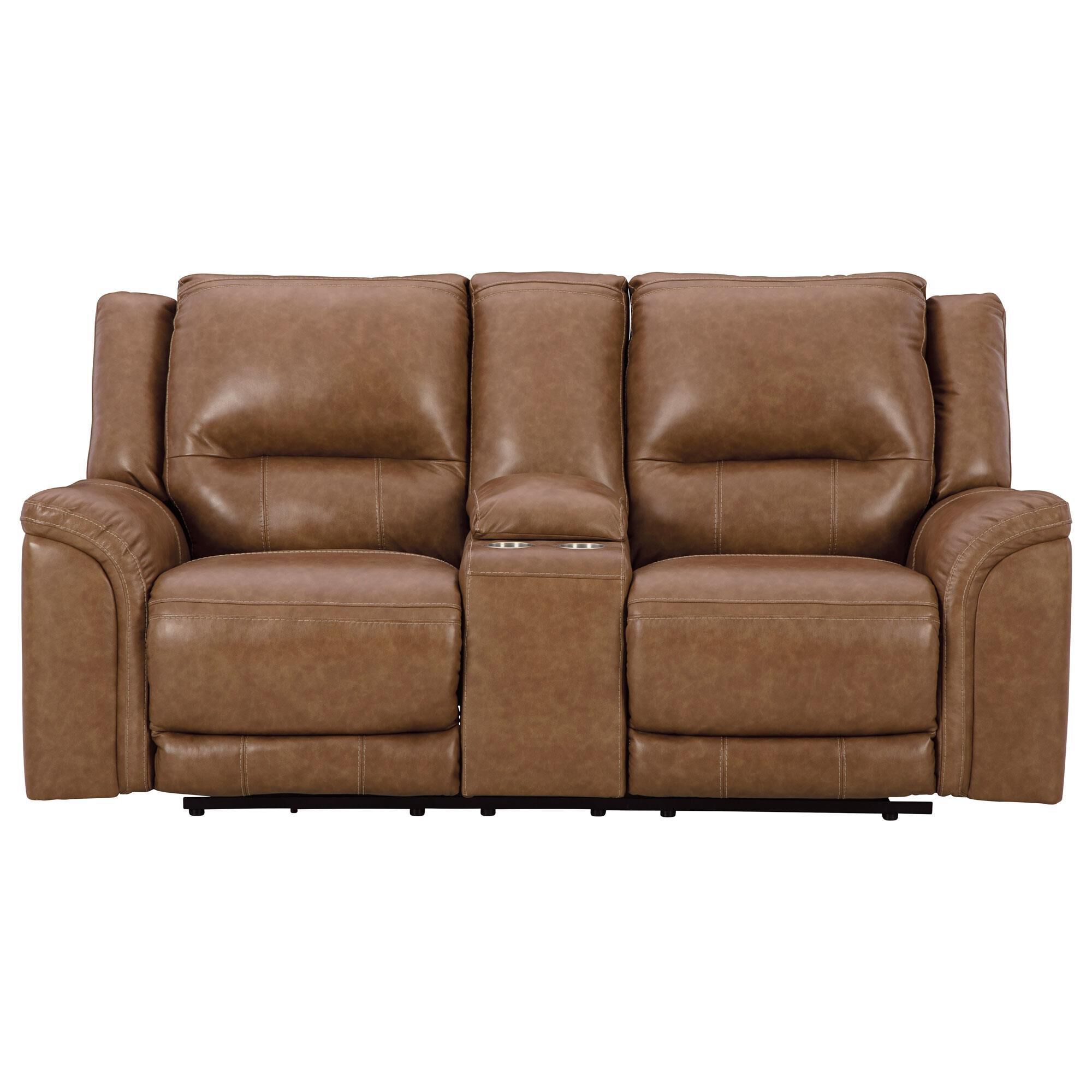 cinnamon様 Ashley Trasimeno Power Reclining Loveseat with Console in Caramel