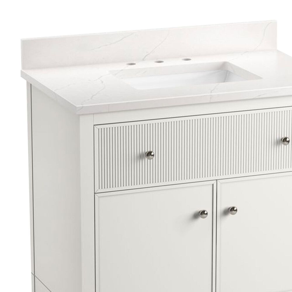 Kohler Malin 36" Single Bathroom Vanity in White with 3 cm White Quartz Top and Rectangular Sink, , large