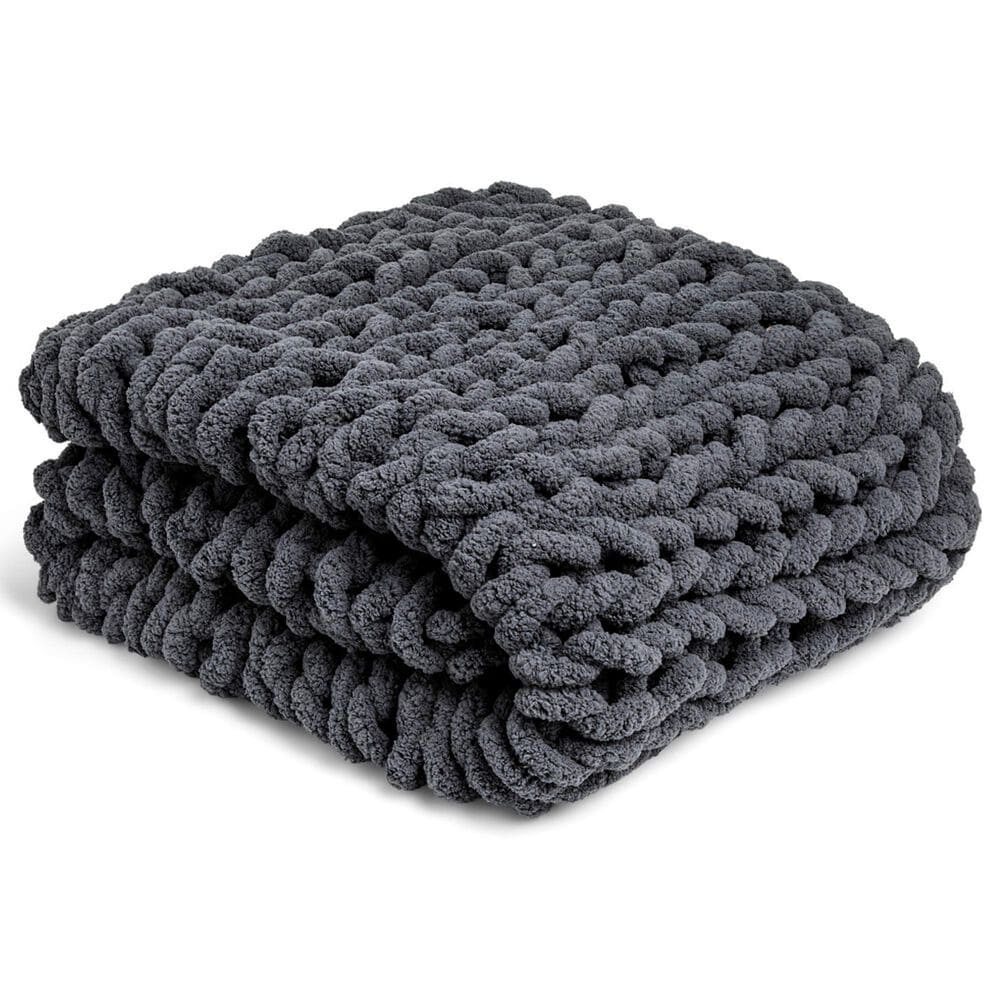 Demdaco Chunky Knit 65" x 70" Throw Blanket in Charcoal, , large
