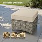 HOMLUX 2-Piece Outdoor Wicker Ottoman Set with Cushion in Beige, , large