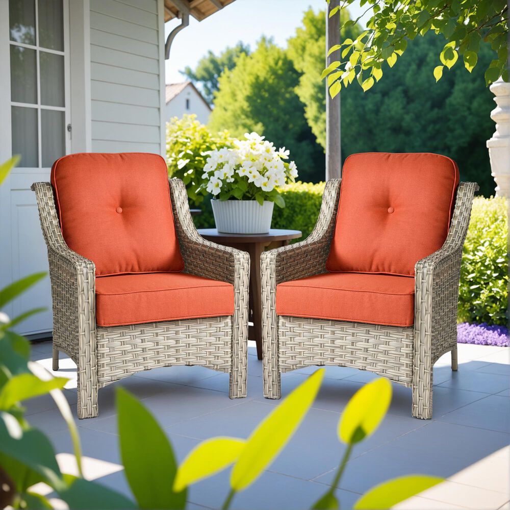 HOMLUX Outdoor Arm Chair in Coarse Textured Orange (Set of 2), , large