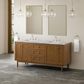 James Martin Laurent 72" Double Bathroom Vanity in Honey Oak with 3 cm Carrara Marble Top and Rectangular Sinks, , large