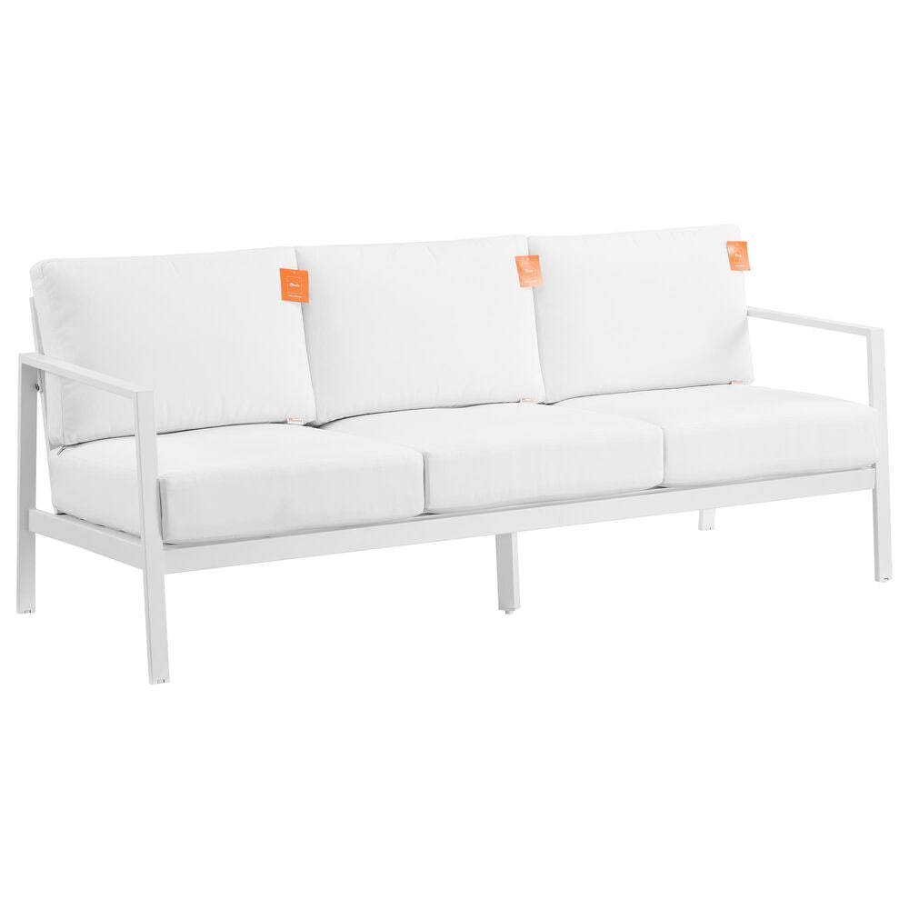 Linon Home Decor Holland Outdoor Sofa with White Cushions in White, , large