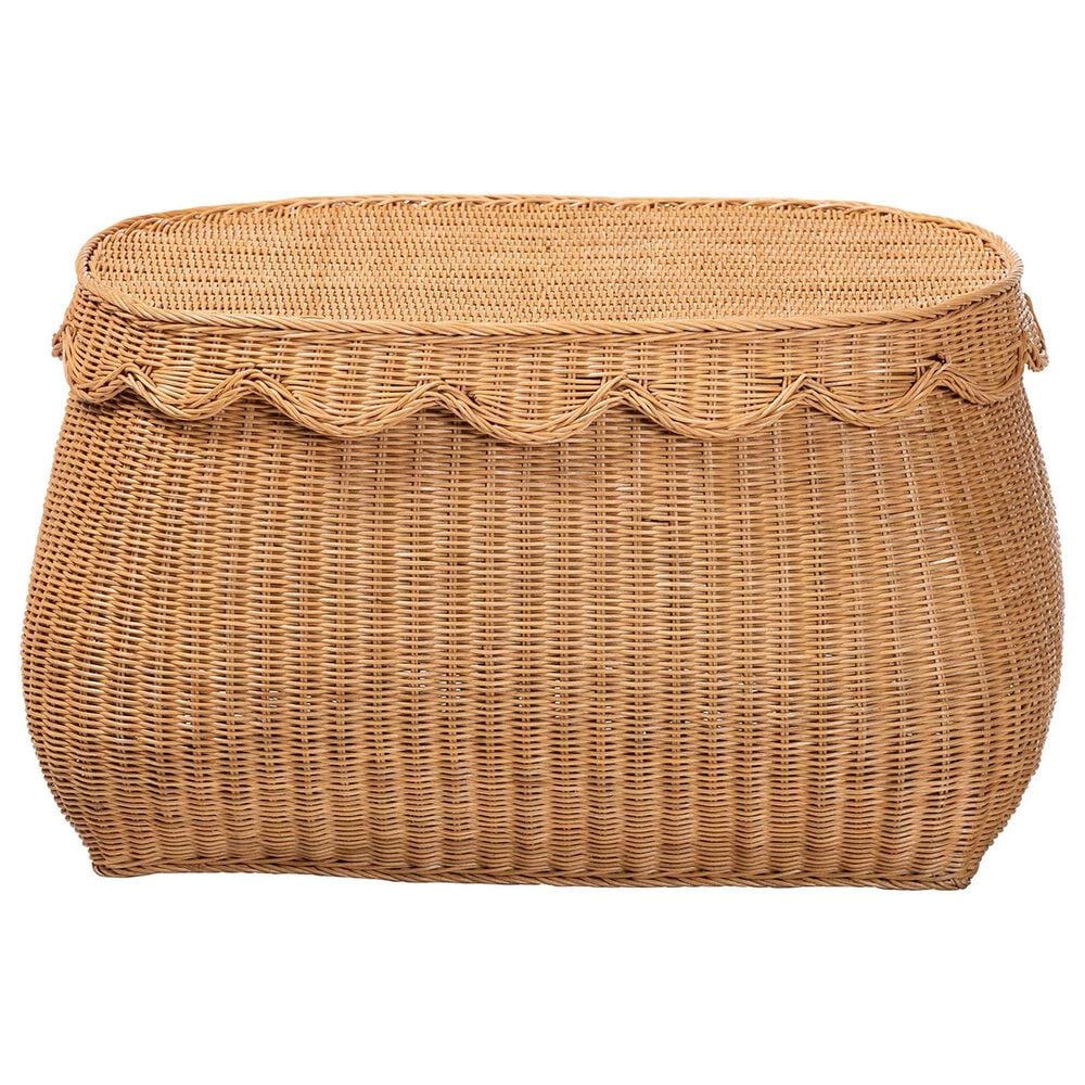 Baxton Studio Ayleen Medium Basket with Scalloped Lid in Light Honey, , large