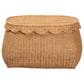 Baxton Studio Ayleen Medium Basket with Scalloped Lid in Light Honey, , large