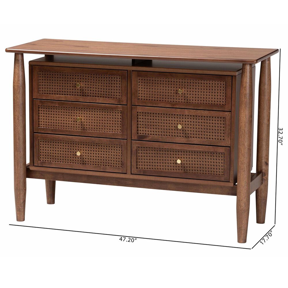 Baxton Studio Alyssa 6-Drawer Dresser in Walnut Brown, , large