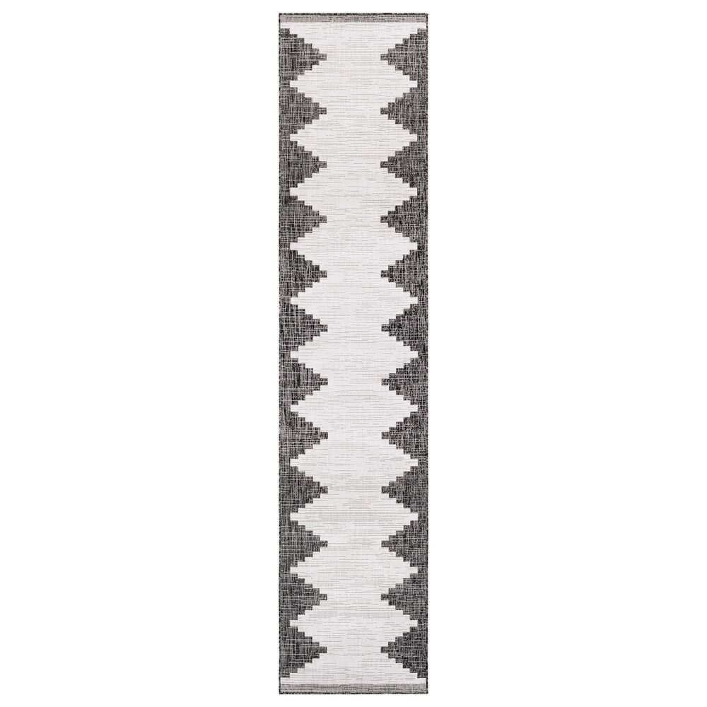 Surya Eagean EAG-2356 Black, Off-White and Charcoal 2&#39;7&quot; x 12&#39; Indoor/Outdoor Runner, , large