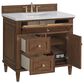 James Martin Vanities Lorelai 36" Single Vanity in Mid-Century Walnut with 3 CM White Zeus Quartz Top, , large