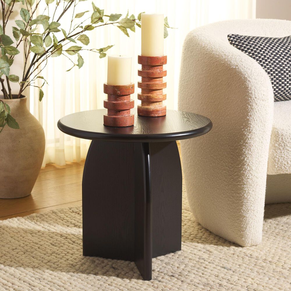 Safavieh Barazi Round End Table in Black, , large