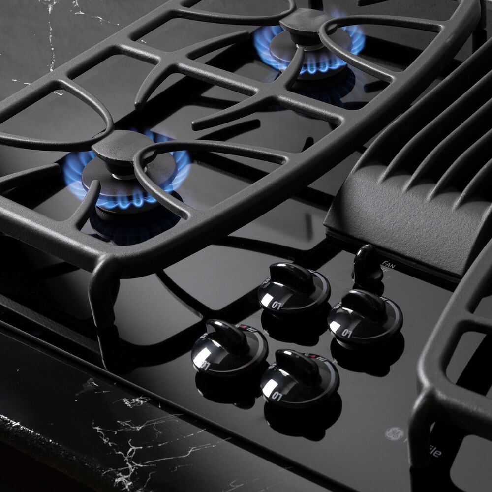 GE Profile 30&quot; Built-In Gas Downdraft Cooktop in Black, , large