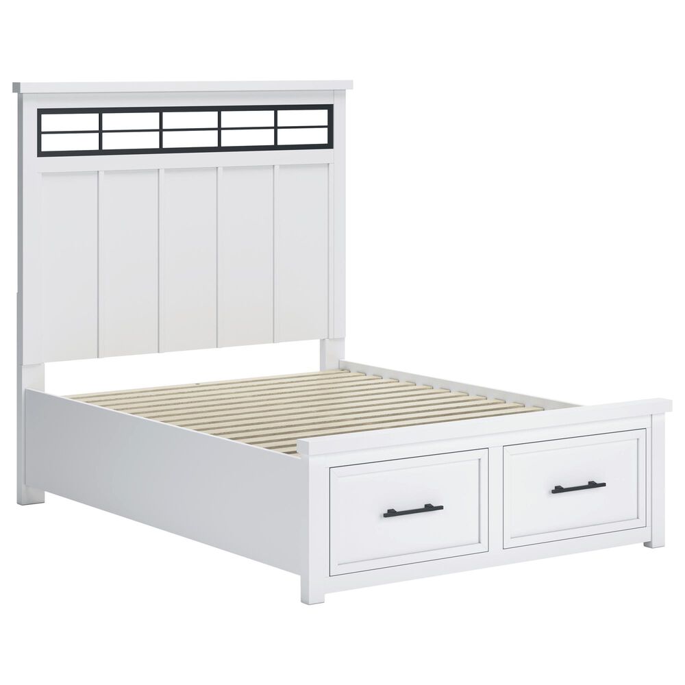 Ashley Queen Storage Bed and Two Nightstands in White and Natural, , large