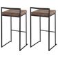 LumiSource Fuji 34" Stacker Bar Stool with Brown Cowboy Upholstery in Black (Set of 2), , large