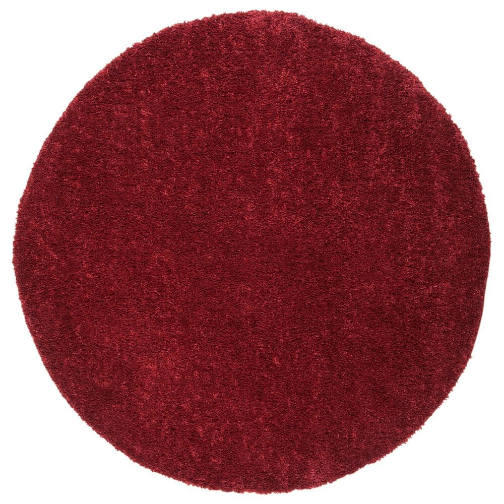 Safavieh August Shag 6"7" Round Burgundy Area Rug, , large