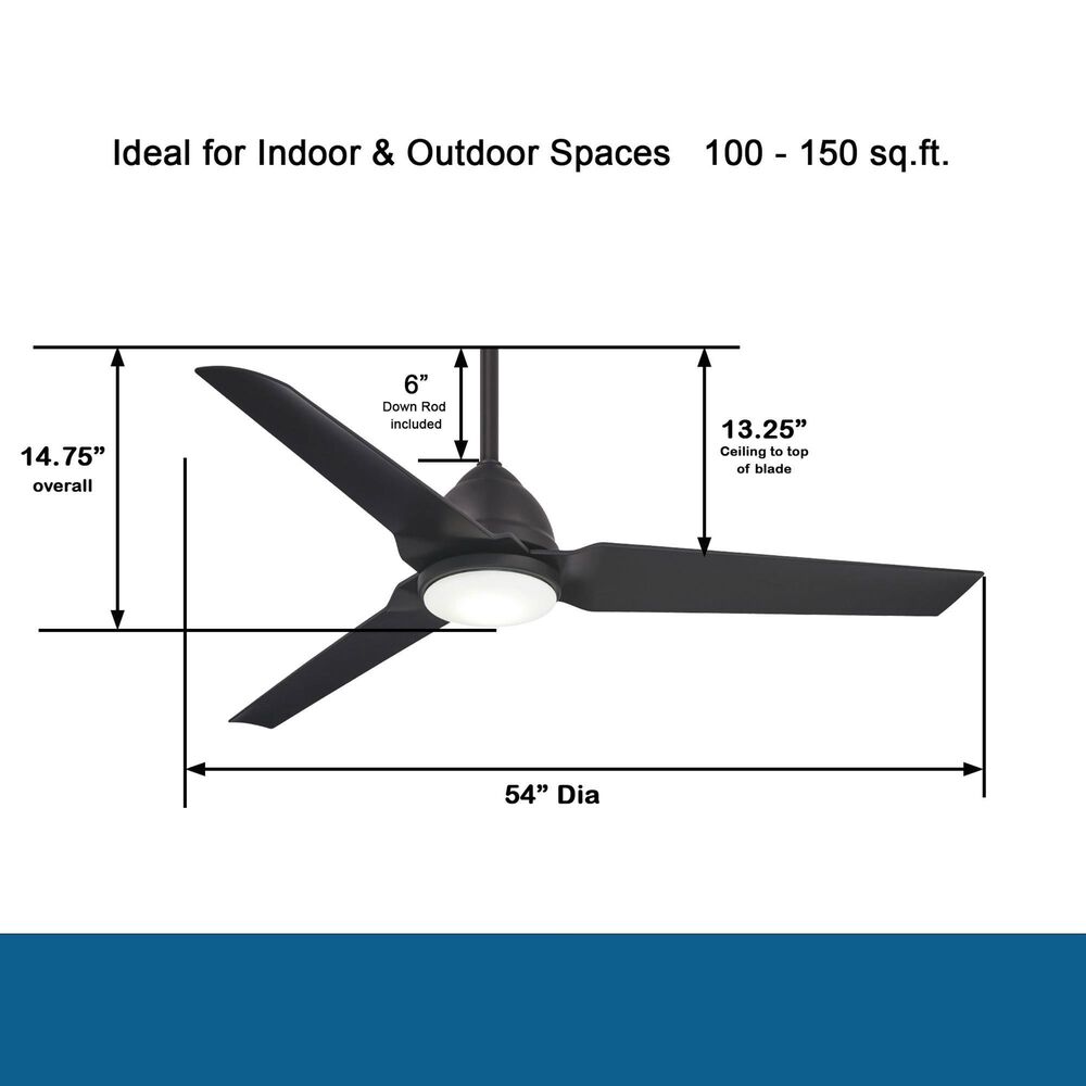 Minka-Aire Java 44" Indoor/Outdoor Ceiling Fan with LED Light in Coal, , large