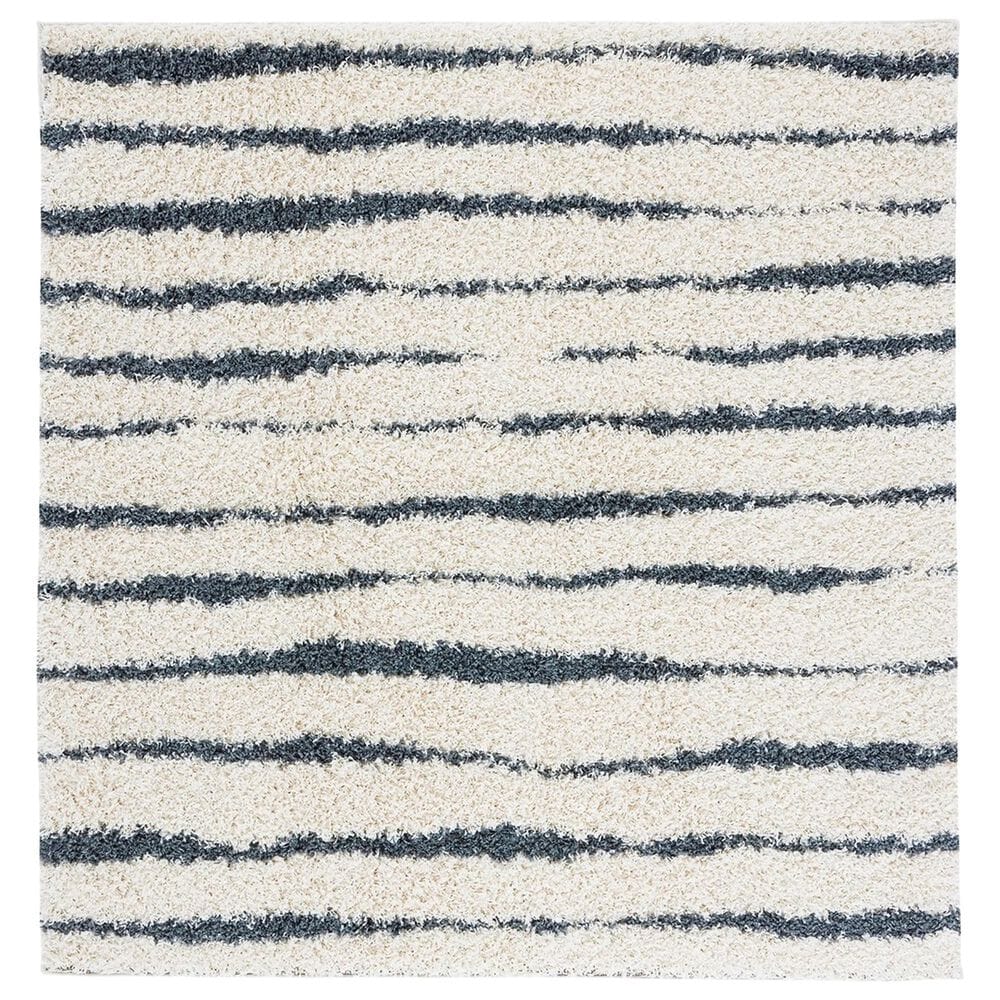 Safavieh Venus Shag VNS603B 5"3" Square Ivory and Dark Grey Area Rug, , large