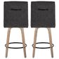 LumiSource Hank Swivel Counter Stool with Black Fabric Upholstery in Whitewashed and Black (Set of 2), , large