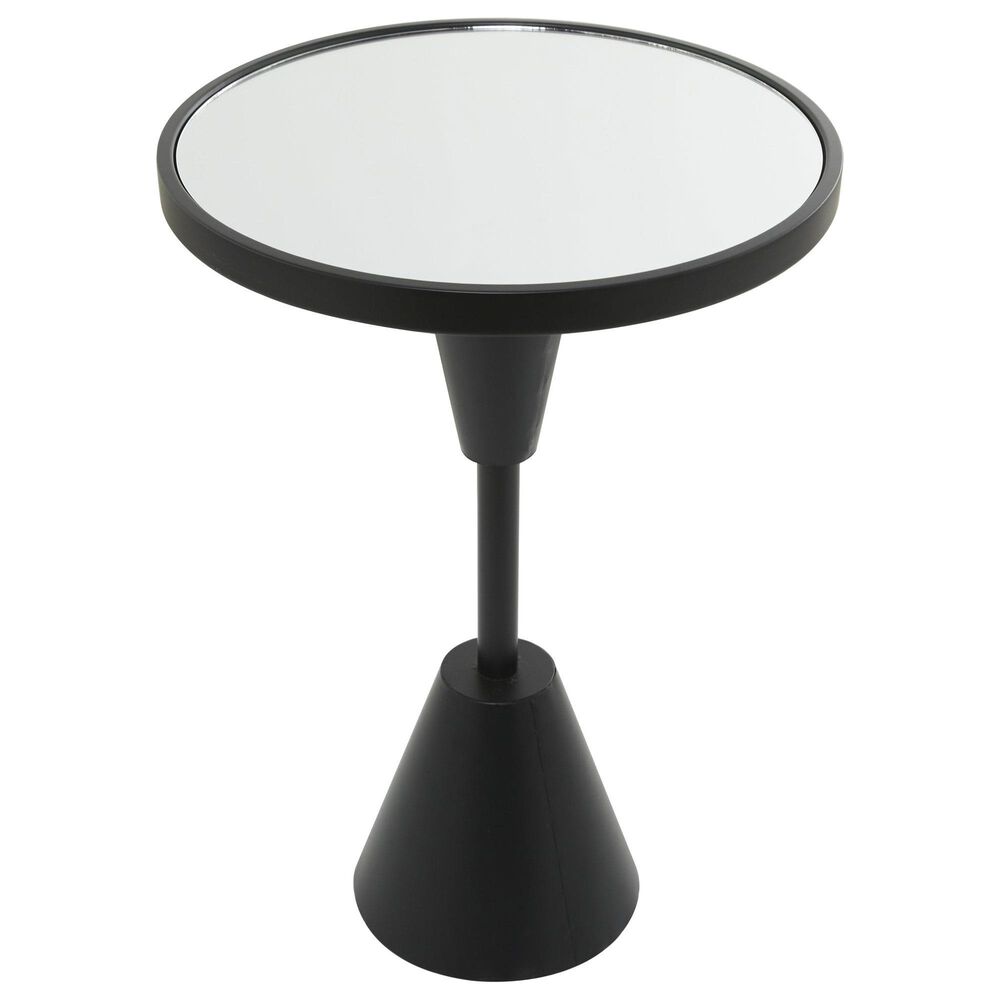 Maple and Jade Accent End Table with Pedestal Base and Mirrored Glass Top in Black, , large