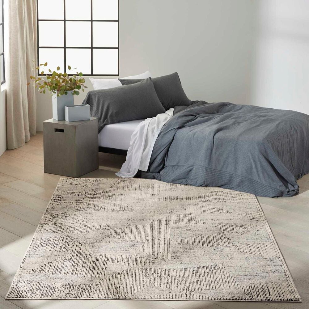 Nourison Irradiant 5&#39;3&quot; x 7&#39;3&quot; Cream and Black Area Rug, , large