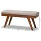 Baxton Studio Alona Dining Bench with Light Grey Cushion in Walnut Brown, , large