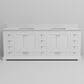 Lexora Home Dukes 84" Double Bathroom Vanity in White with 2 cm White Quartz Top and Rectangular Sinks, , large