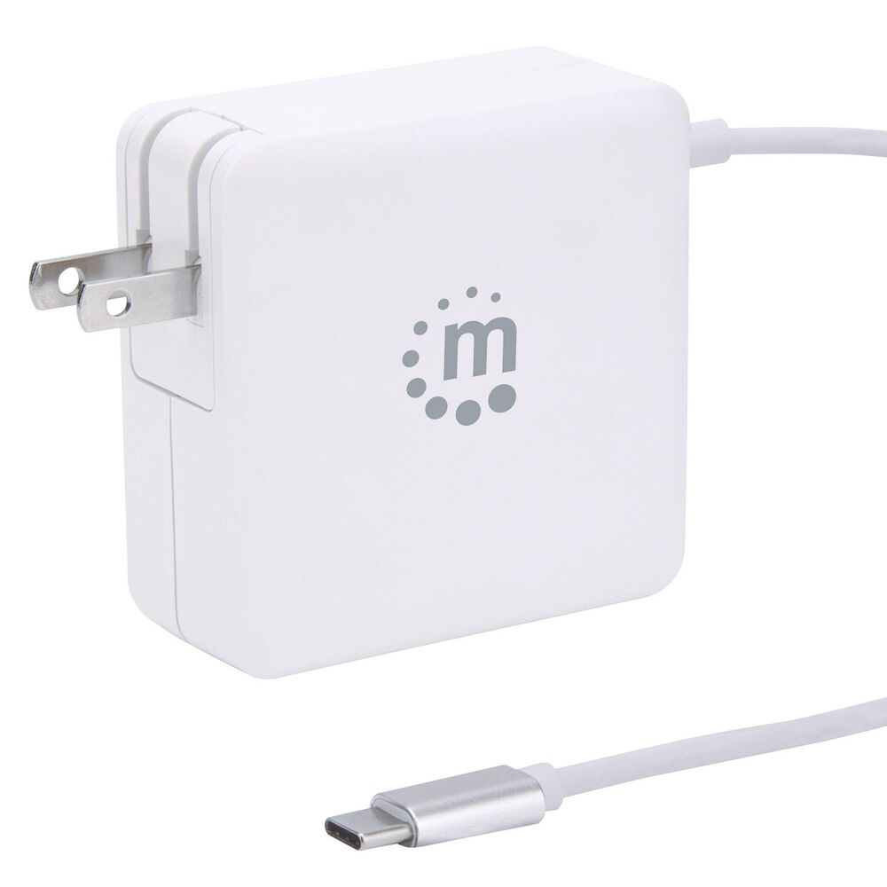 Manhattan Power Delivery Wall Charger with Built-in USB-C Cable in White, , large