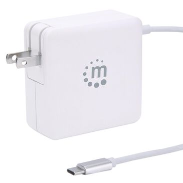 Manhattan Power Delivery Wall Charger with Built-in USB-C Cable in White, , large