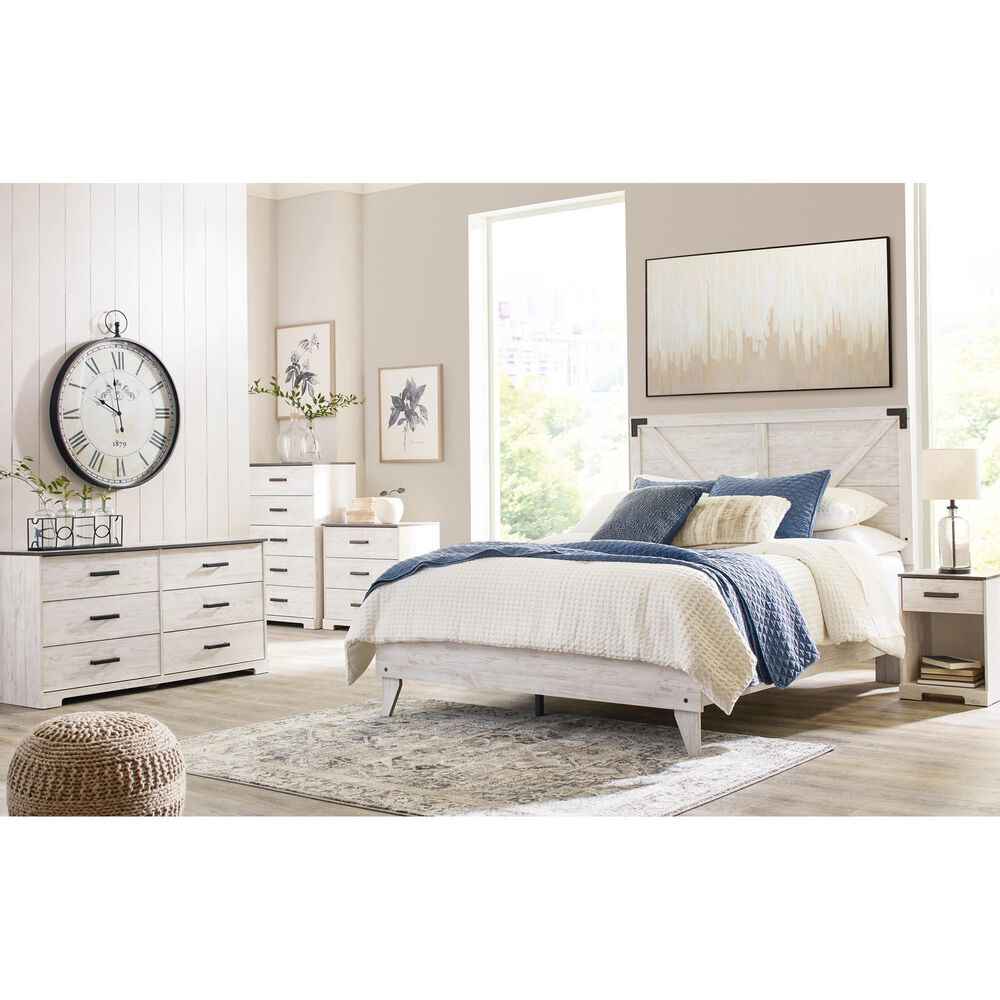 Ashley Shawburn 6-Drawer Dresser in Whitewash and Charcoal Gray, , large