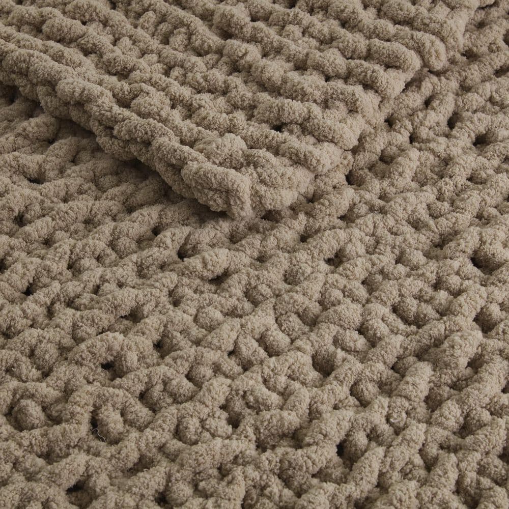 Hampton Park Chenille Chunky Knit 50" x 60" Throw in Brown, , large