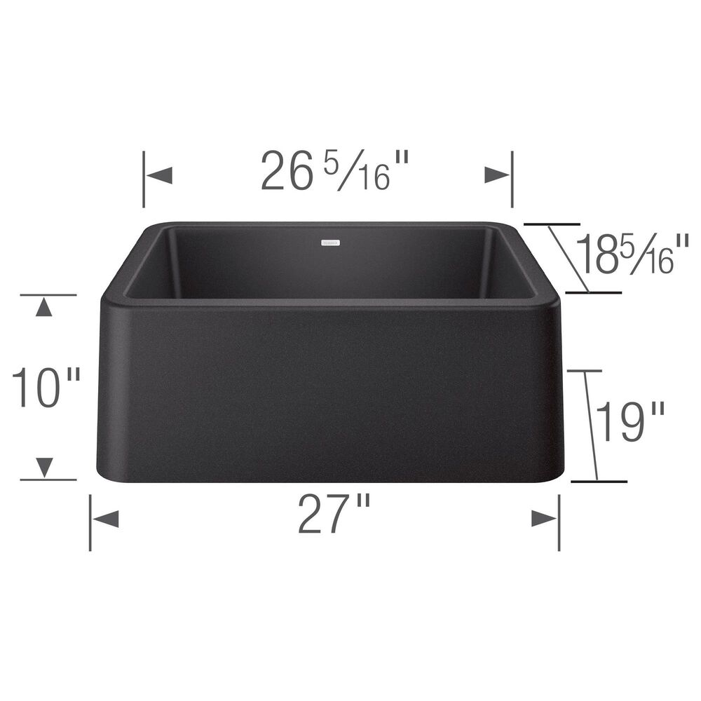 Blanco Ikon 27&quot; Apron Single Bowl Farmhouse Sink in Anthracite, , large