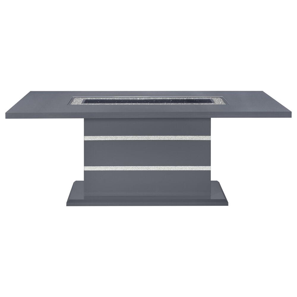 GLOBAL Monaco 5-Piece Rectangular Dining Set in Dark Grey and Silver, , large