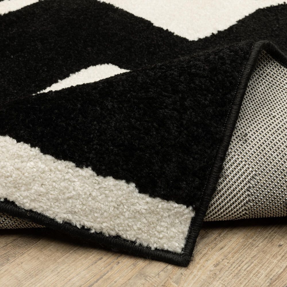 ROW by Oriental Weavers Quinn Abstract Black and Ivory 2' x 7' Runner, , large