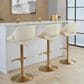LumiSource Fabrico Swivel Adjustable Bar Stool with Cream Faux Leather Upholstery and Rounded T Footrest in Gold (Set of 2), , large
