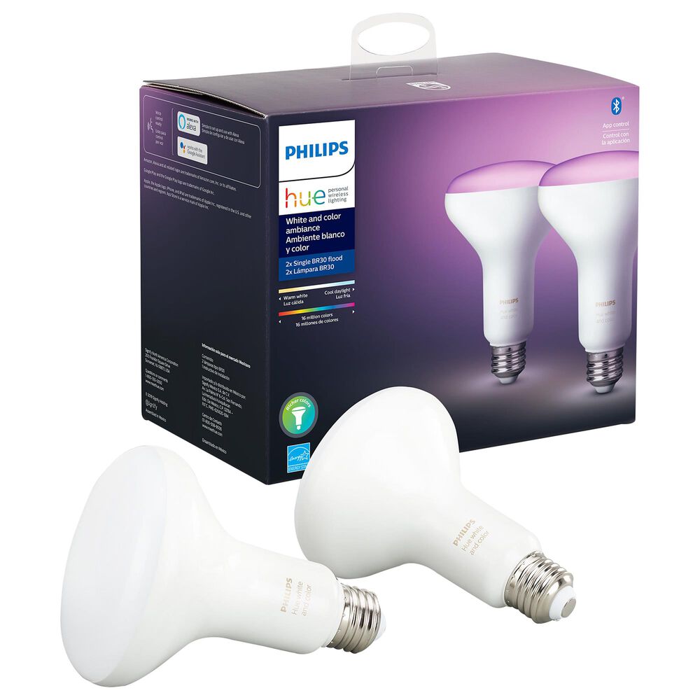 Philips Hue 2-Pack BR30 E26 Color Ambiance Bulb in White, , large