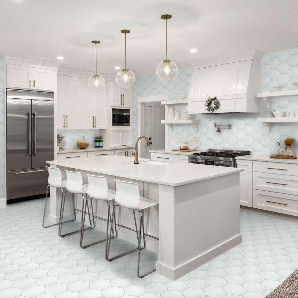Emser Heksa White 8&quot; x 9&quot; Porcelain Tile, , large