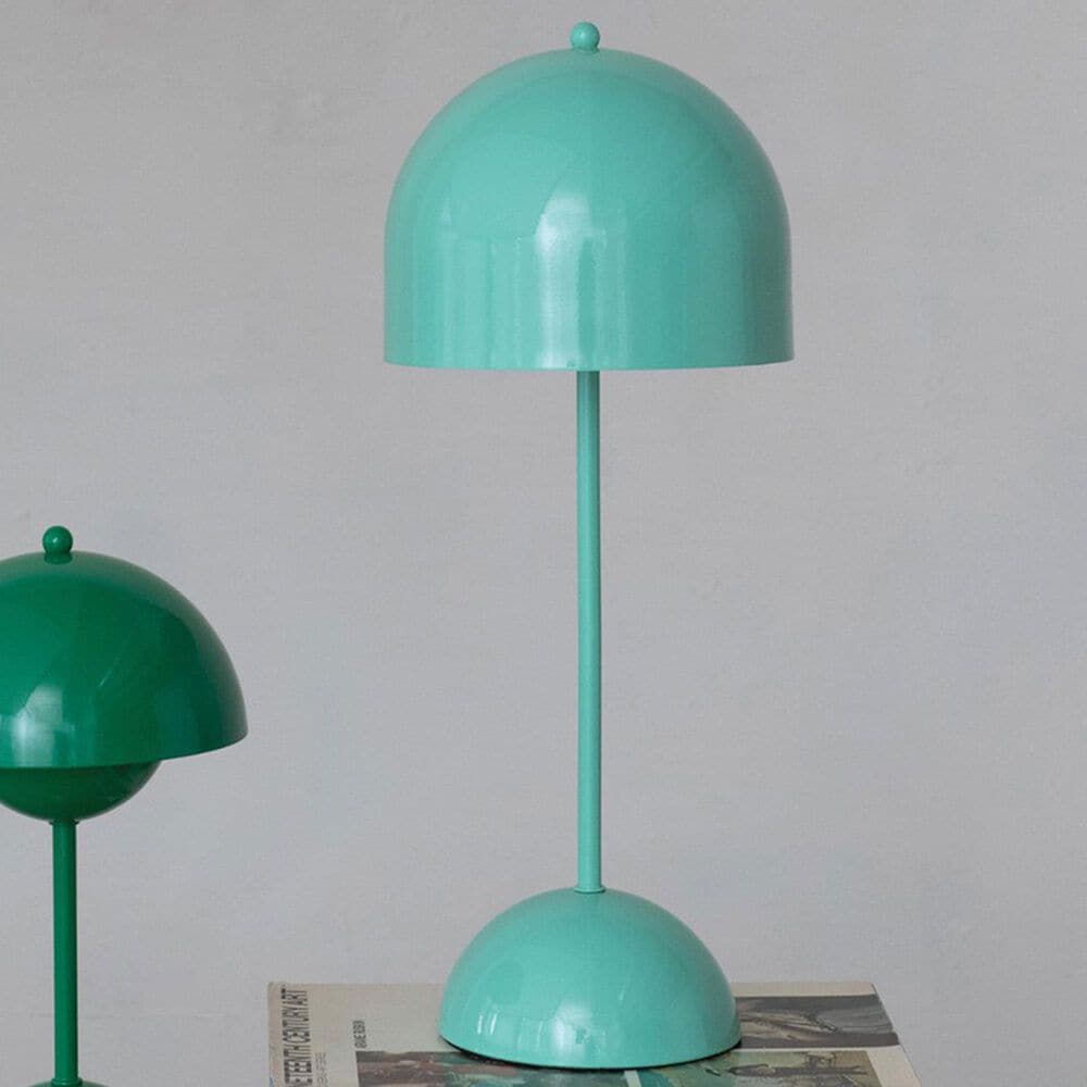 Teak Interiors Happy House Metal LED Table Lamp with in Aqua, , large