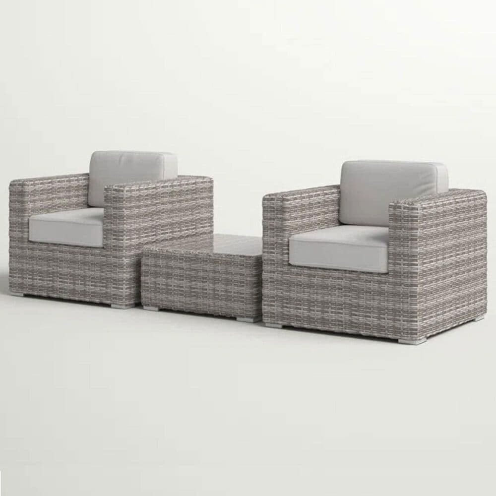 Hearth and Haven 3-piece Outdoor Wicker Conversation Set with Glass-Top Coffee Table in Grey, , large
