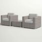 Hearth and Haven 3-piece Outdoor Wicker Conversation Set with Glass-Top Coffee Table in Grey, , large