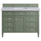 James Martin Vanities Brittany 48" Single Bathroom Vanity in Smokey Celadon with 3 cm Carrara White Marble Top and Rectangular Sink, , large