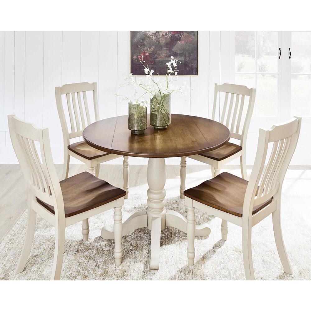 Ashley Wirloni 5-Piece Round Dining Set in Antique White and Brown, , large