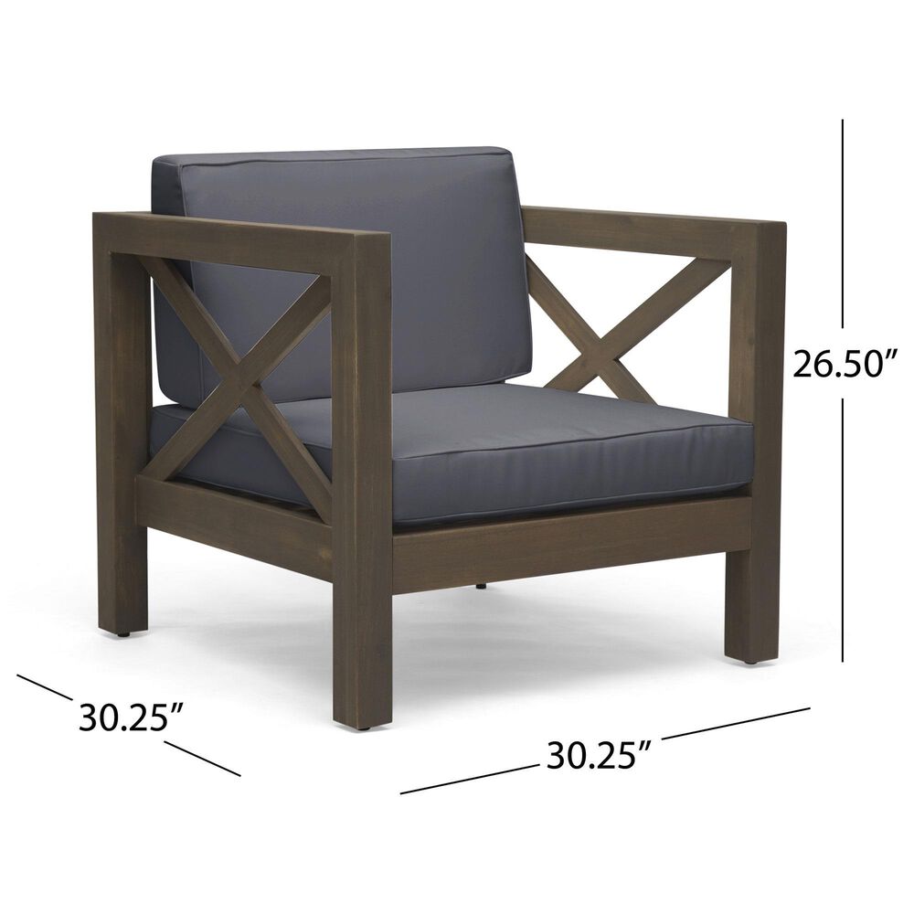 Hearth and Haven Brava Outdoor Club Chair with Dark Gray Cushion in Grey, , large