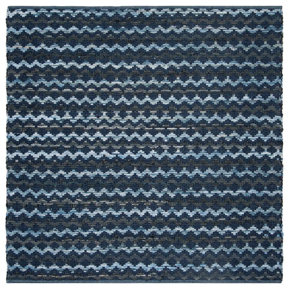 Safavieh Montauk 6" Square Turquoise, Navy Blue and Black Area Rug, , large