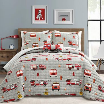 Other Make-A-Wish Fire Truck 3-Piece Twin Quilt Set in Red and Gray, , large