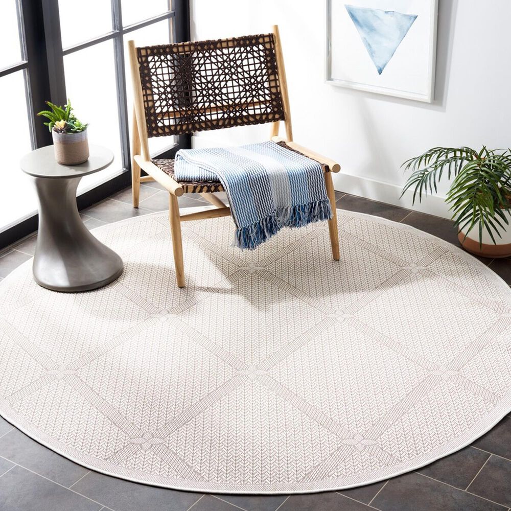 Safavieh Bermuda 5&#39; Round Cream and Beige Indoor/Outdoor Area Performance Rug, , large