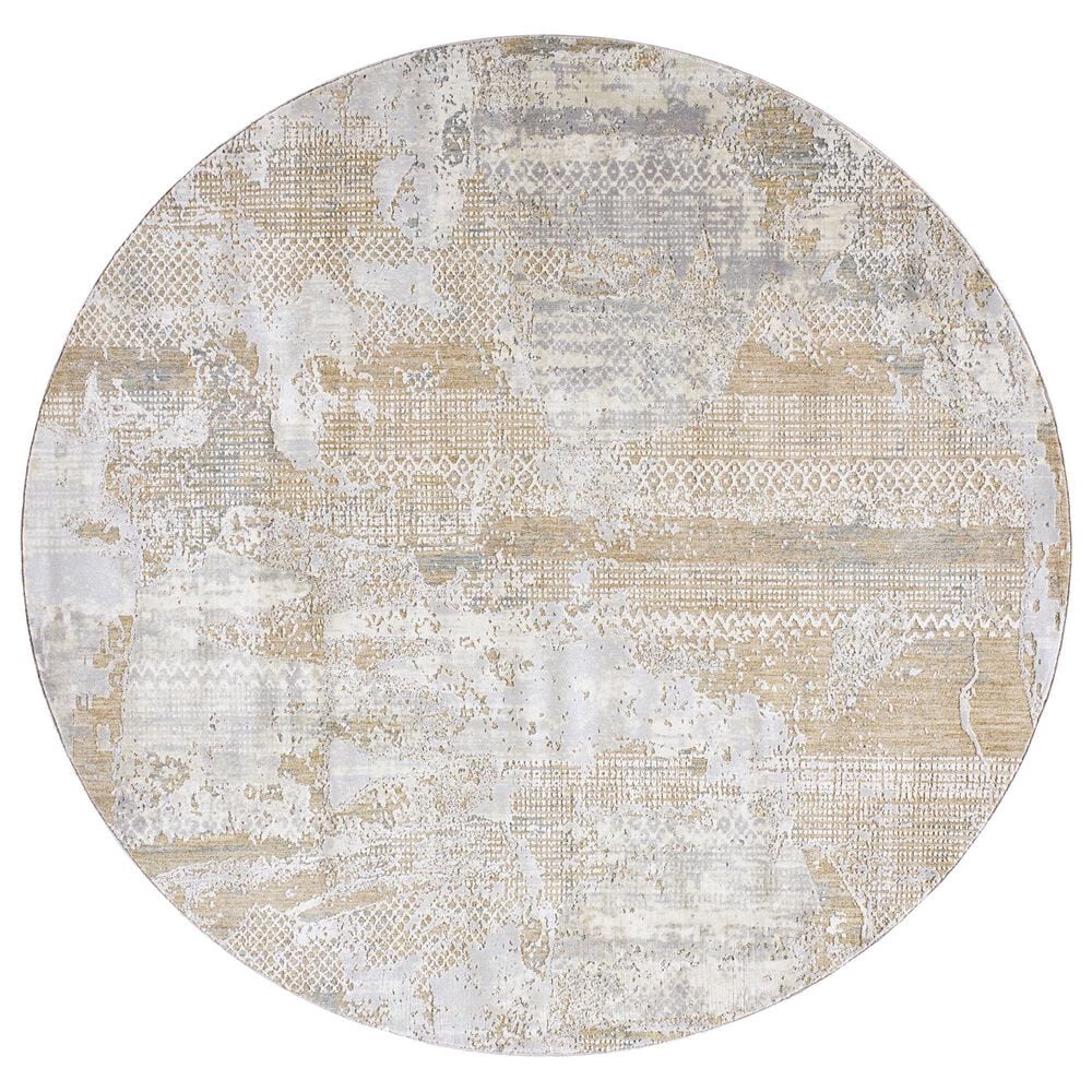 Surya Brunswick 6"7" Round Cream, Light Slate, Blue, Olive, Seafoam and Taupe Area Rug, , large